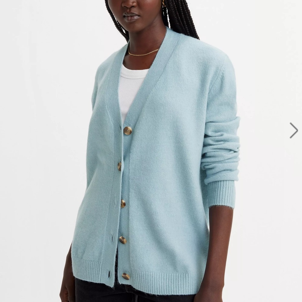 Levi’s Dad Cardigan Sweater Blue Size XS Soft Cozy Stretch